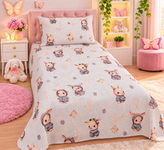 Hooded Bunny Friends Kids Single Bed Sheet with Pillow Case