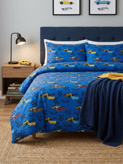 Hot Wheels Blue Kids Double Bed Sheet with 2 Pillow Cases - The Idea