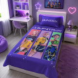Huntrix Trio kids single bed sheet with pillow case by Haris Collection