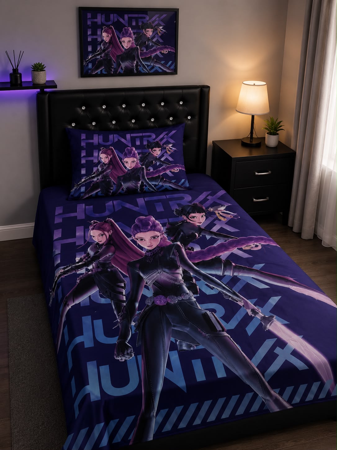 Huntrix Warriors kids single bed sheet with pillow case by Haris Collection