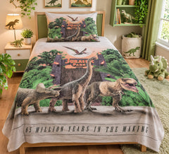 Jurassic Park Dinosaurs Kids Single Bed Sheet with Pillow Case