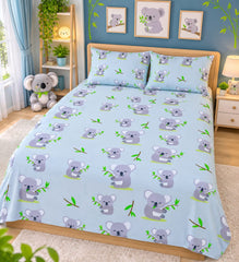 Koala Cuddles Kids Double Bed Sheet with 2 Pillow Cases