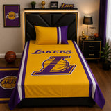 LA Lakers basketball single bed sheet with pillow case by Haris Collection