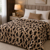 Luxury Leopard Print Fleece Blanket Double Bed
