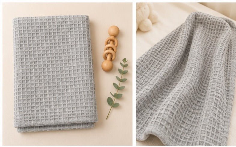 Light Grey Honeycomb Waffle Cotton Baby Blanket – Breathable Newborn Blanket - The Idea