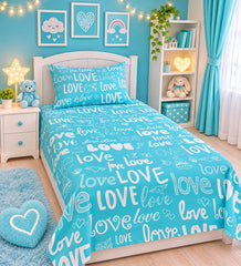 Love Hearts Kids Single Bed Sheet with Pillow Case