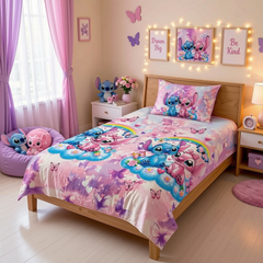 Pink angel print kids single bedsheet 60x90 inches
