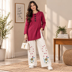 Maroon Bow Co-ord Set - The Idea