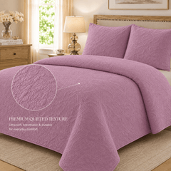 Mauve 3 PCS Quilted Bed Spread Set - The Idea