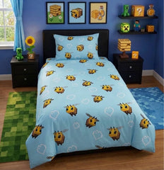 Minecraft Bee Kids Single Bed Sheet with Pillow Case - The Idea