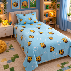 Minecraft Bees Kids Single Bed Sheet with Pillow Case - The Idea