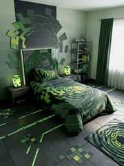 Minecraft Creeper Portal Kids Single Bed Sheet with Pillow Case - The Idea