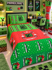 Minecraft Seasons Greetings Kids Single Bed Sheet with Pillow Case - The Idea