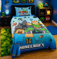 Minecraft World Steve & Alex Kids Single Bed Sheet with Pillow Case - The Idea
