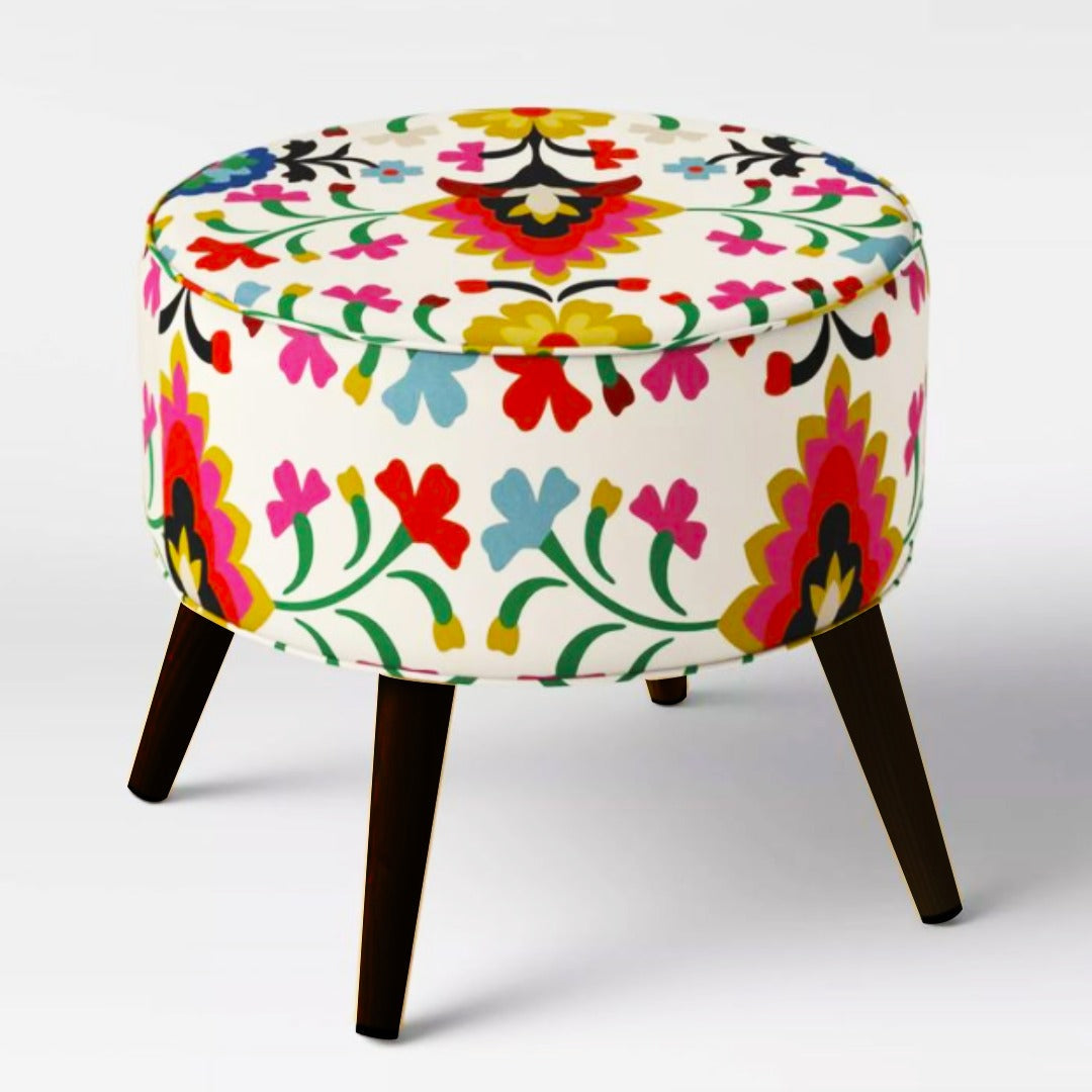 Minimal Flower Round Cone Leg Ottoman