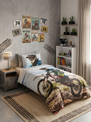 Motocross Dirt Bike Kids Single Bed Sheet with Pillow Case - The Idea