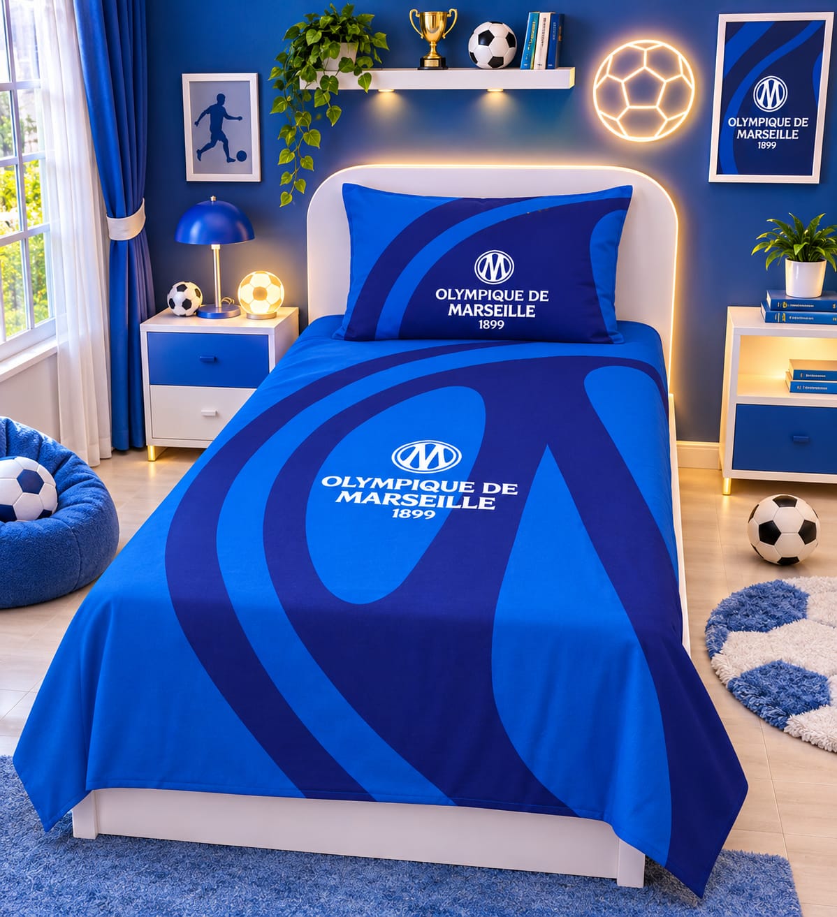 Olympique de Marseille Kids Single Bed Sheet with Pillow Case