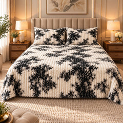 Onyx Speckle Fleece Double Bed Sheet with 2 Pillow Cases - 90 x 95 Inches - The Idea