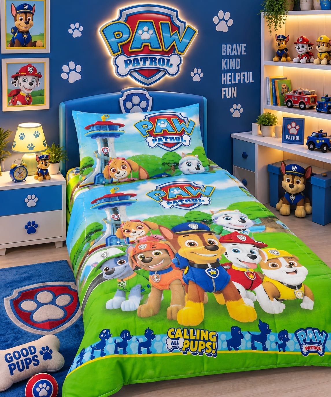 Paw Patrol Calling All Pups Kids Single Bed Sheet with Pillow Case - The Idea