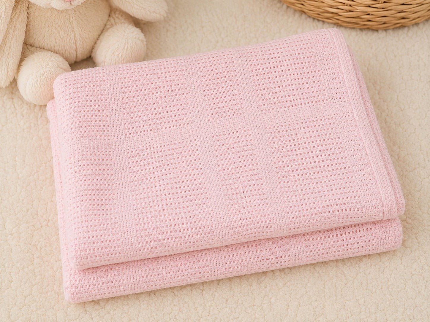 Pink Cellular Baby Blanket – 100% Cotton Breathable Newborn Blanket - The Idea