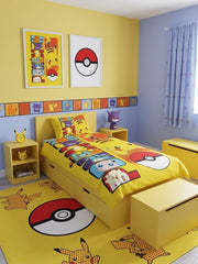 Pokemon Pikachu Pop Art Kids Single Bed Sheet with Pillow Case - The Idea