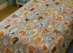 Colorful puppy faces kids single bedsheet 60x90 inches