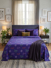 Purple Graffiti Names Kids Double Bed Sheet with 2 Pillow Cases - The Idea