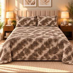 Russet Floral Patch Fleece Double Bed Sheet with 2 Pillow Cases - 90 x 95 Inches - The Idea