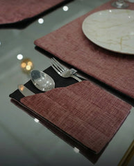 Rust Velvet Dining Set – Table Runner, 6 Placemats & 6 Spoon Covers - The Idea