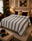 Luxury Silver Frost Stripe Fleece Blanket Double Bed