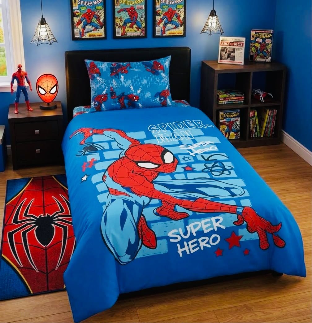 Spider-Man Super Hero Kids Single Bed Sheet with Pillow Case - The Idea