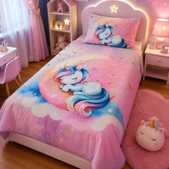 Unicorn Dreams kids single bed sheet with matching pillow case