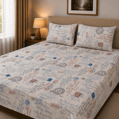 Vintage Post Stamps kids double bed sheet with 2 matching pillow cases