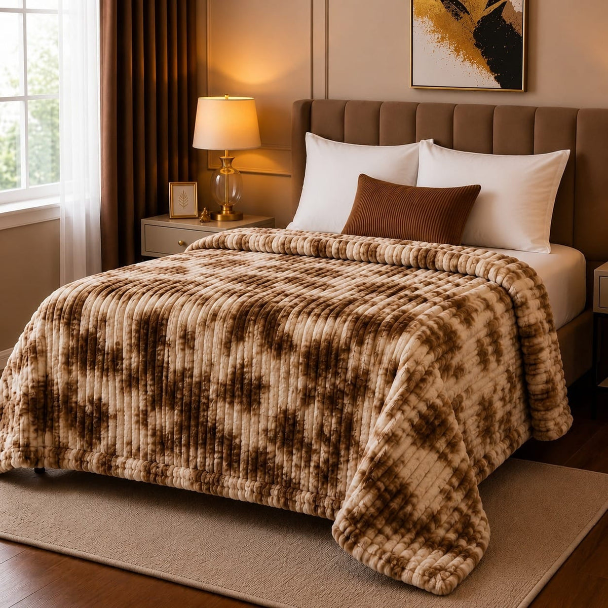 Luxury Walnut Marble Fleece Blanket Double Bed