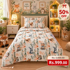 Woodland Fox Kids Single Bed Sheet with Pillow Case - The Idea